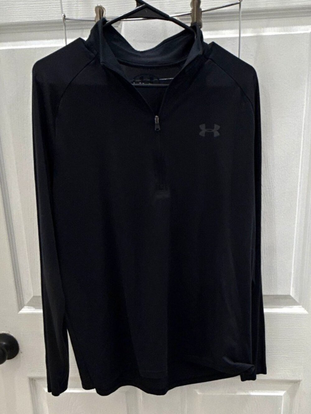 Under Armour Men's S Black 1/4 Zip Long Sleeve Mock Neck Logo Pullover 1368495